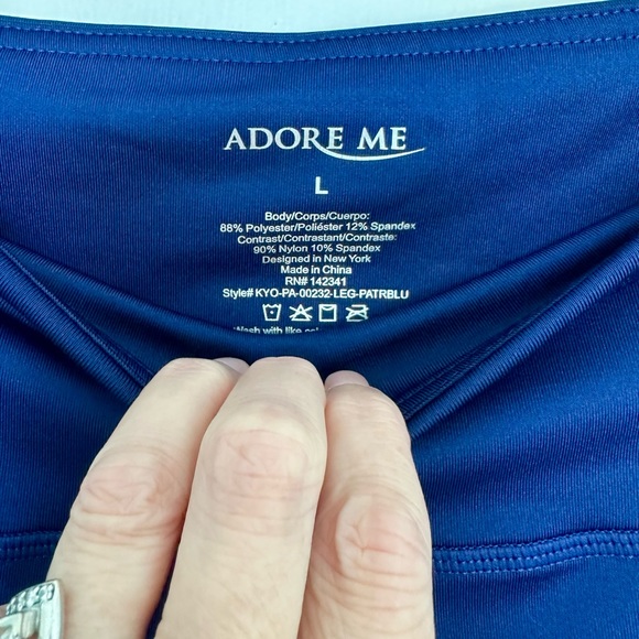 Adore Me Size Lg Crop Leggings Lacy Sheer Purple Spandex High-Rise - Picture 6 of 6